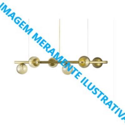 Lustre tamanho médio, em vidro, c/ 06 lâmpadas.