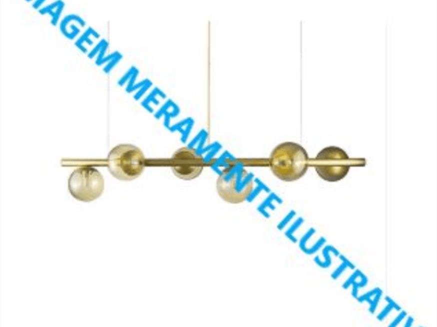 Foto ilustrativa 1 - Lustre tamanho médio, em vidro, c/ 06 lâmpadas.