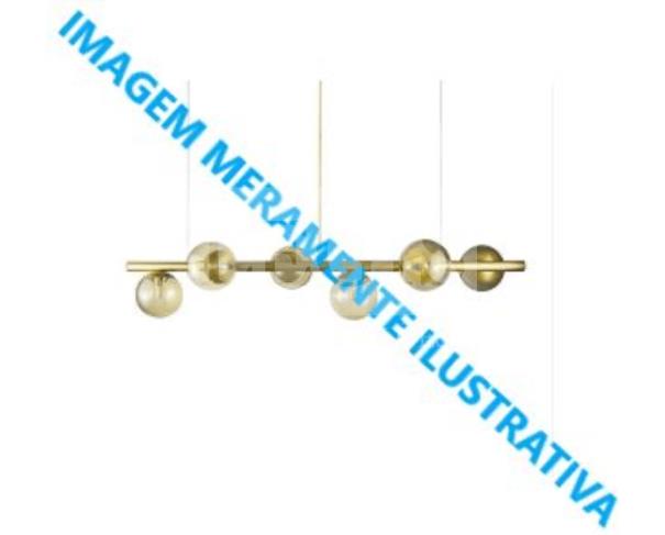 Foto de Lustre tamanho médio, em vidro, c/ 06 lâmpadas. 