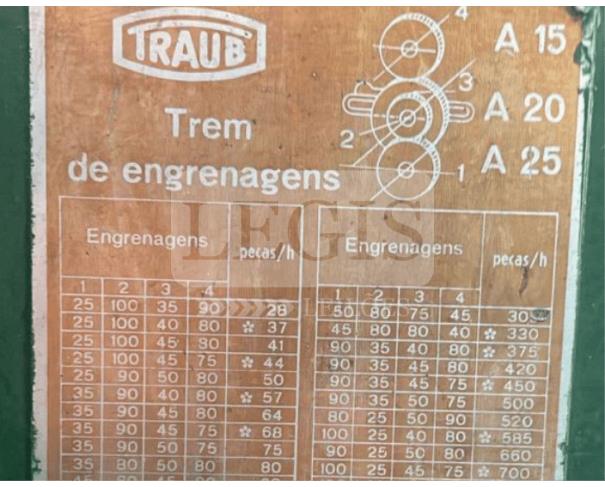 Foto de Máquina Traub, Leinen, trem de engrenagens.